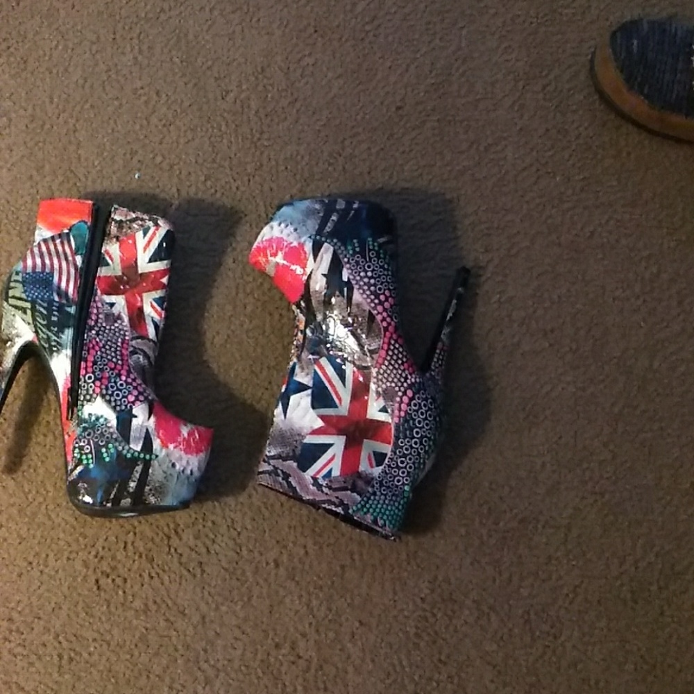 British American flag funky style stilettos boots